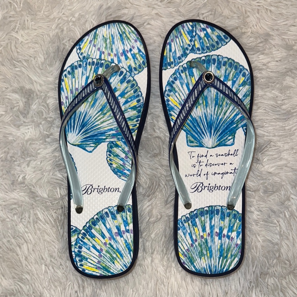Brighton Seashell Patterned Sandals With Blue And… - image 1
